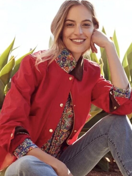 J. Crew Jackets & Blazers - J Crew Barn Jacket with Liberty Floral Print in Red